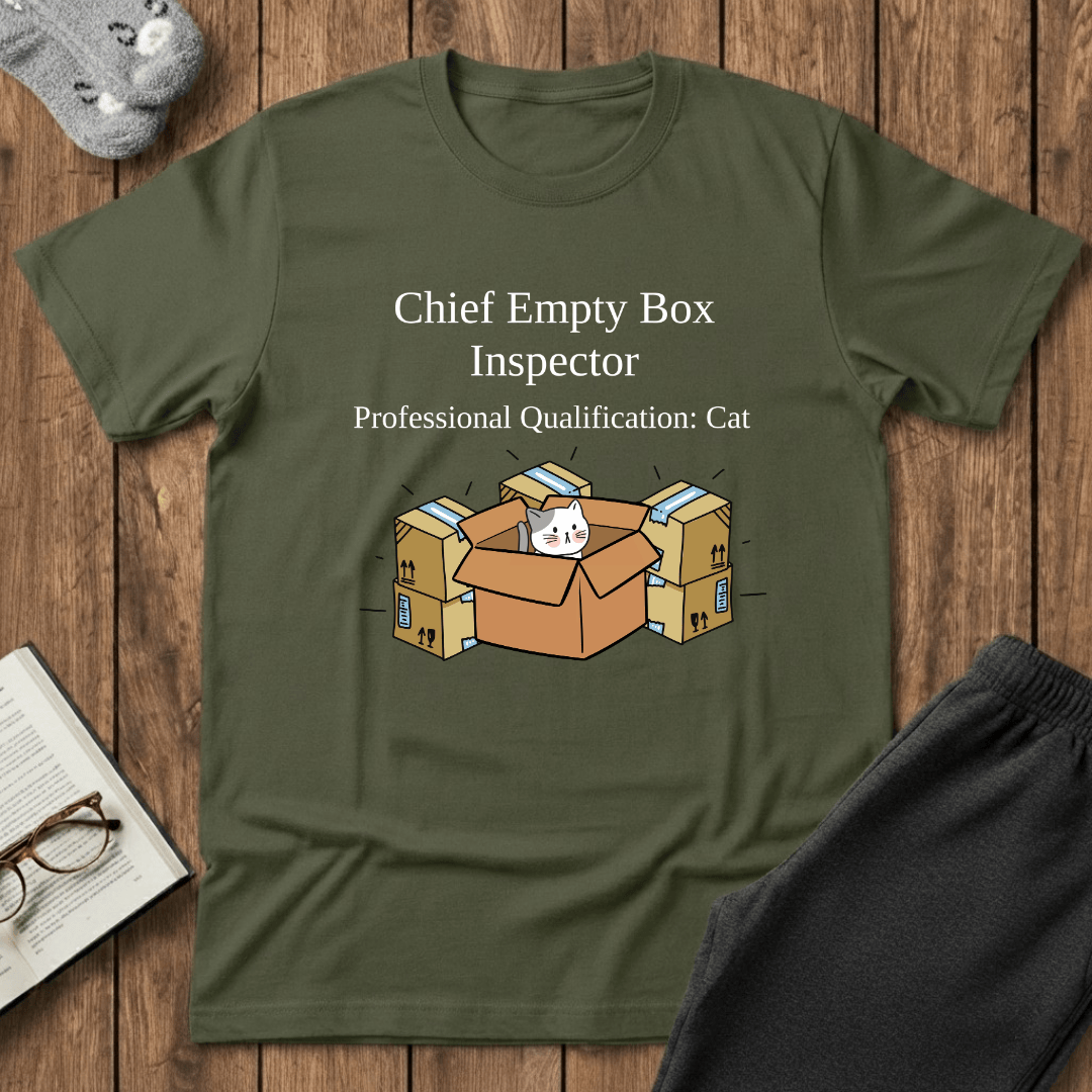 Chief Empty Box Inspector Cat T-Shirt