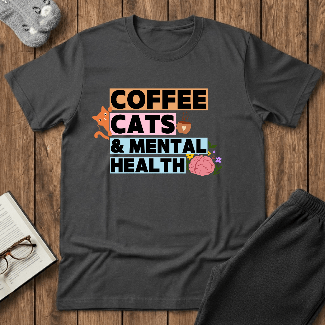 Coffee, Cats & Mental Health T-Shirt