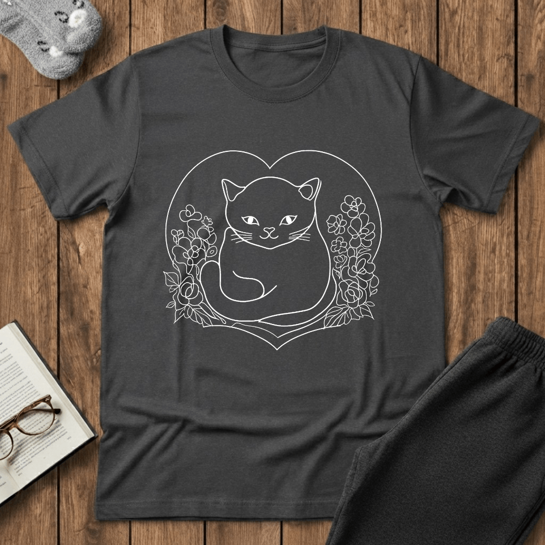 Heartful Wildflower Cat T-Shirt