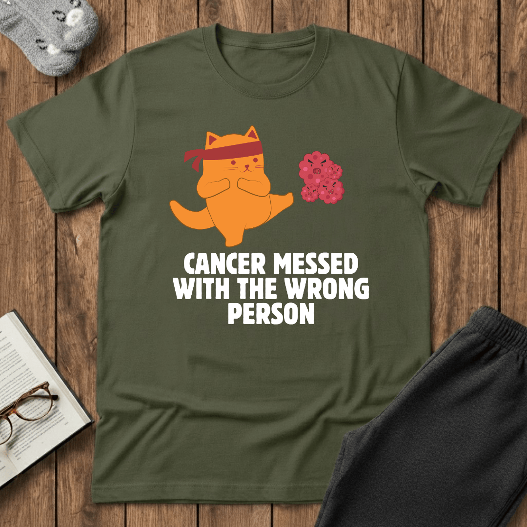 Cancer Messed With the Wrong Person Ninja Cat T-Shirt