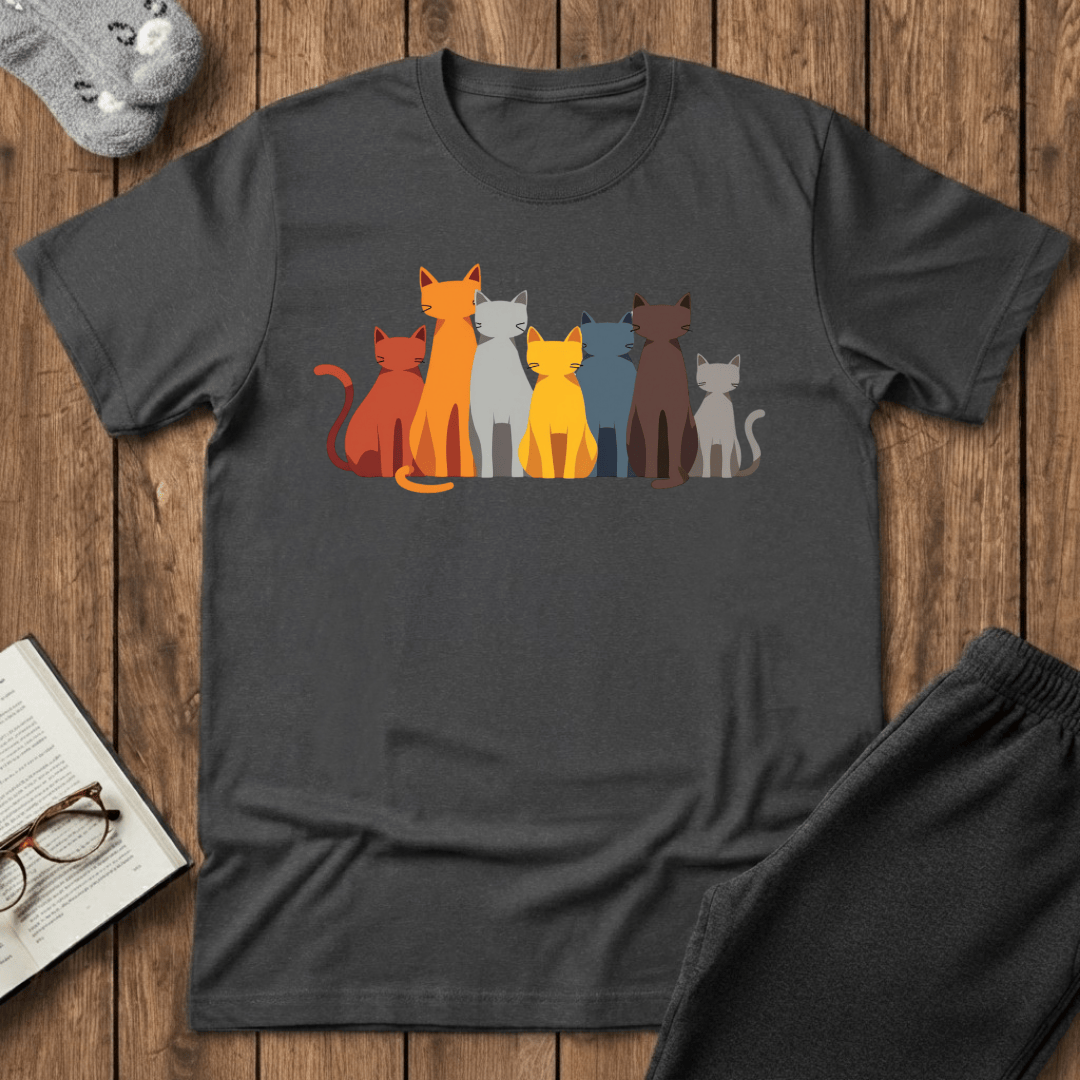 Cat Crowd Color Block T-Shirt