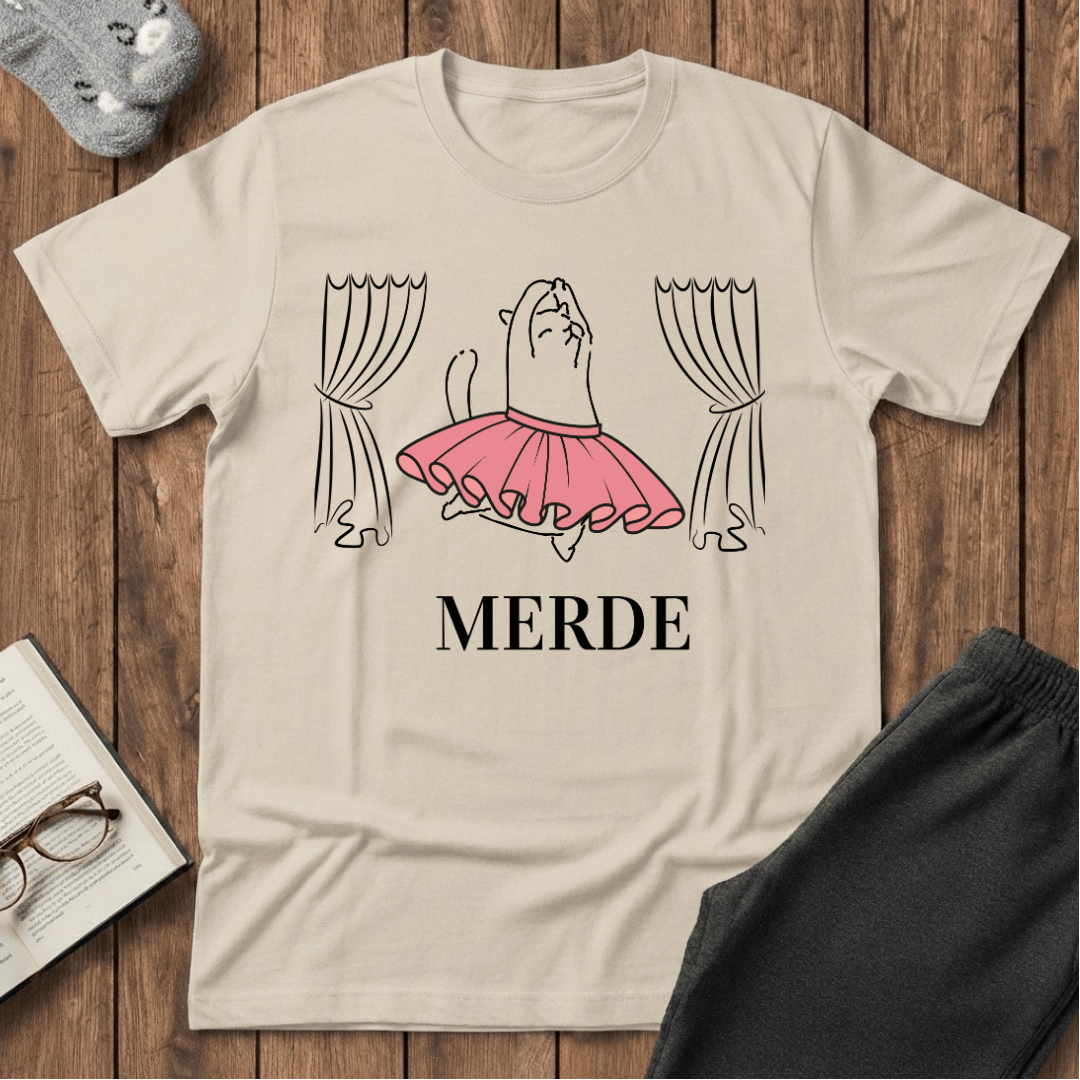 Merde - Break a Leg Ballet Cat T-Shirt