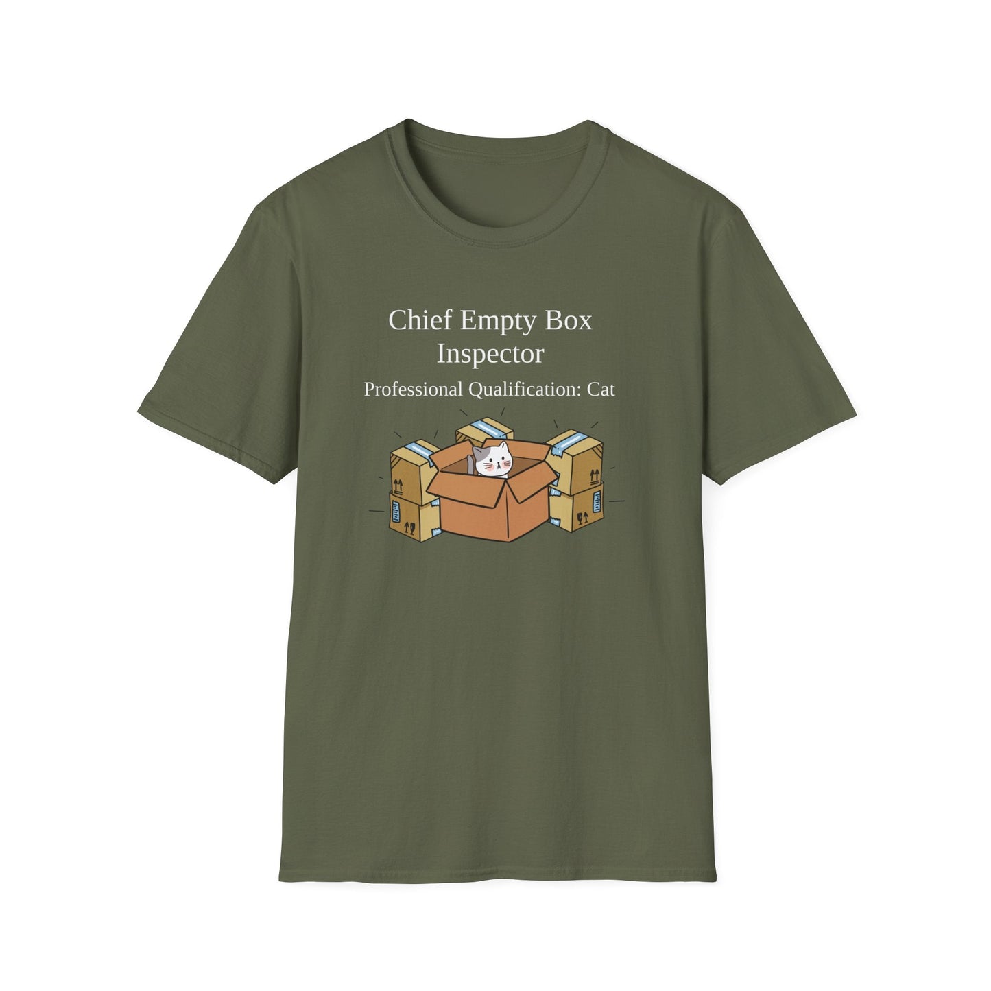 Chief Empty Box Inspector Cat T-Shirt