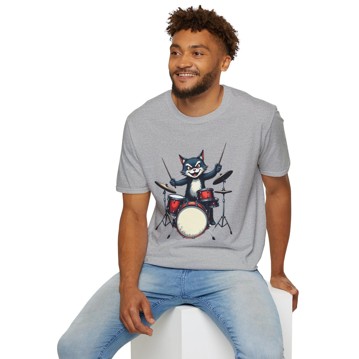 Rock ‘n’ Roll Kitty Drummer T-Shirt
