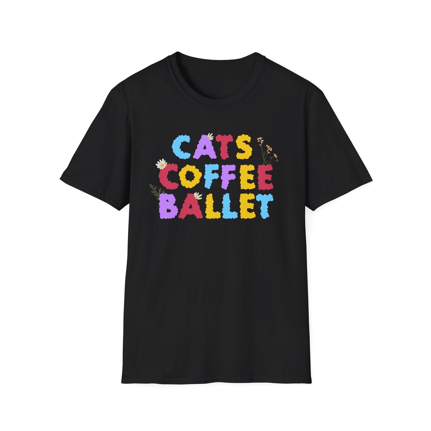 Cats Coffee Ballet Floral T-Shirt