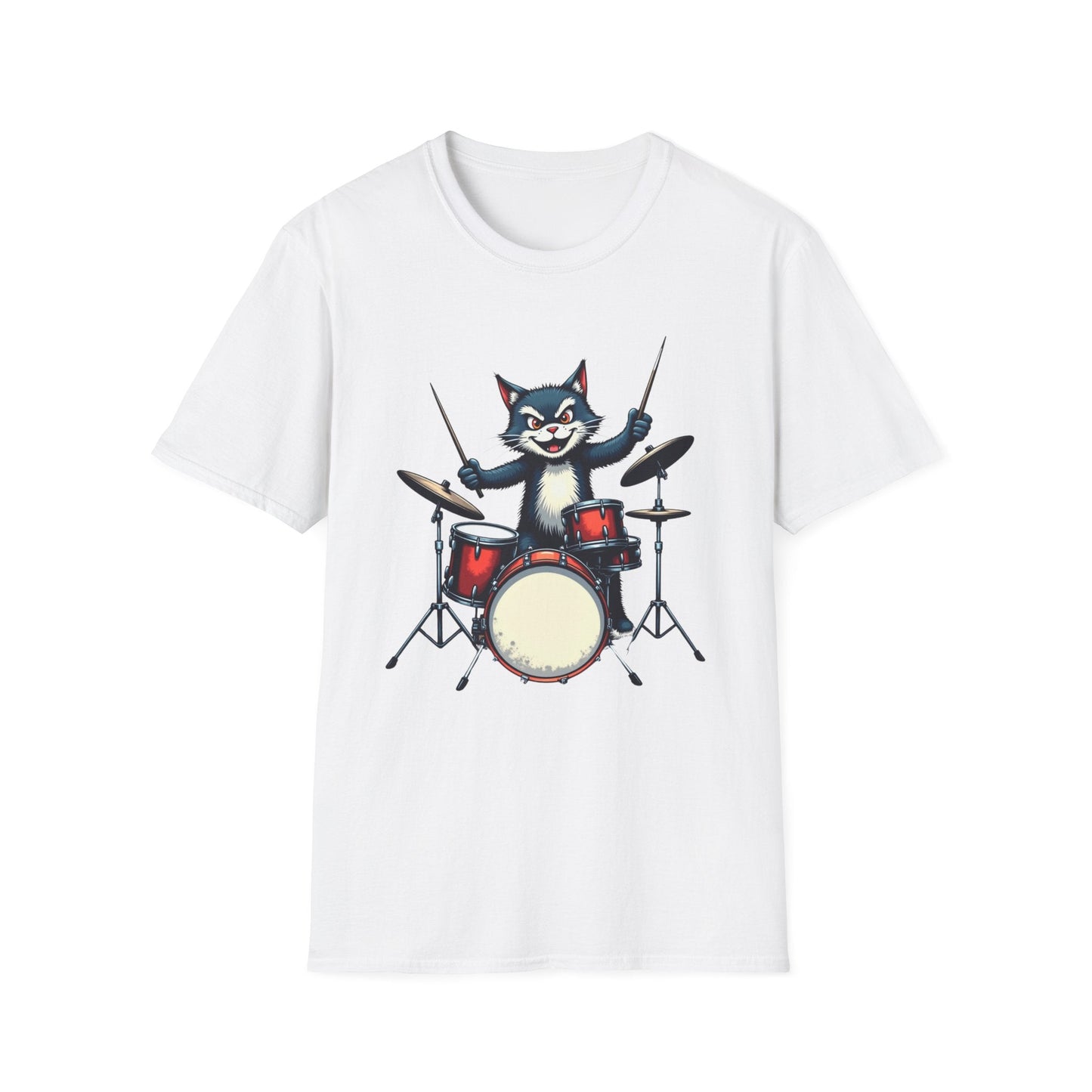 Rock ‘n’ Roll Kitty Drummer T-Shirt