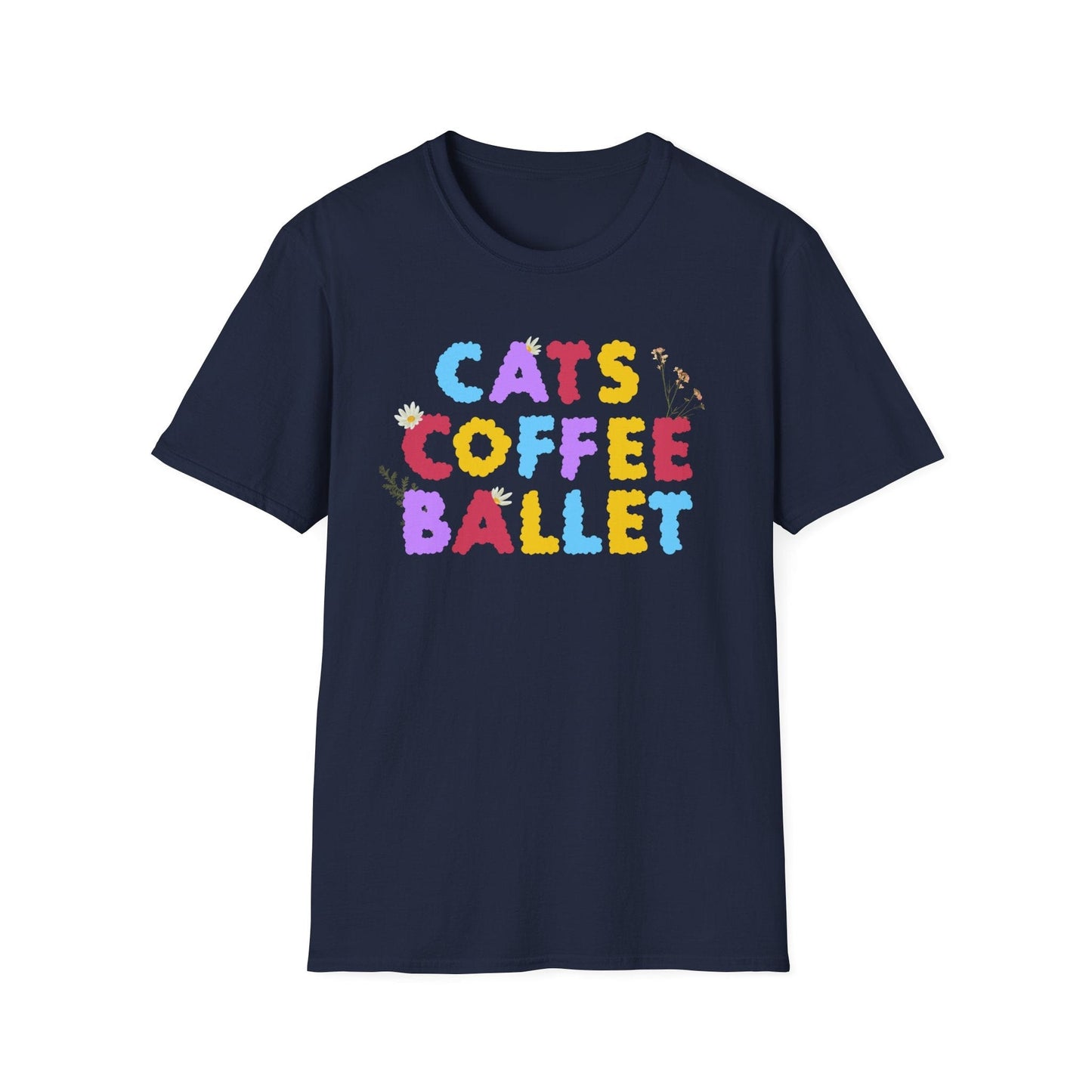Cats Coffee Ballet Floral T-Shirt
