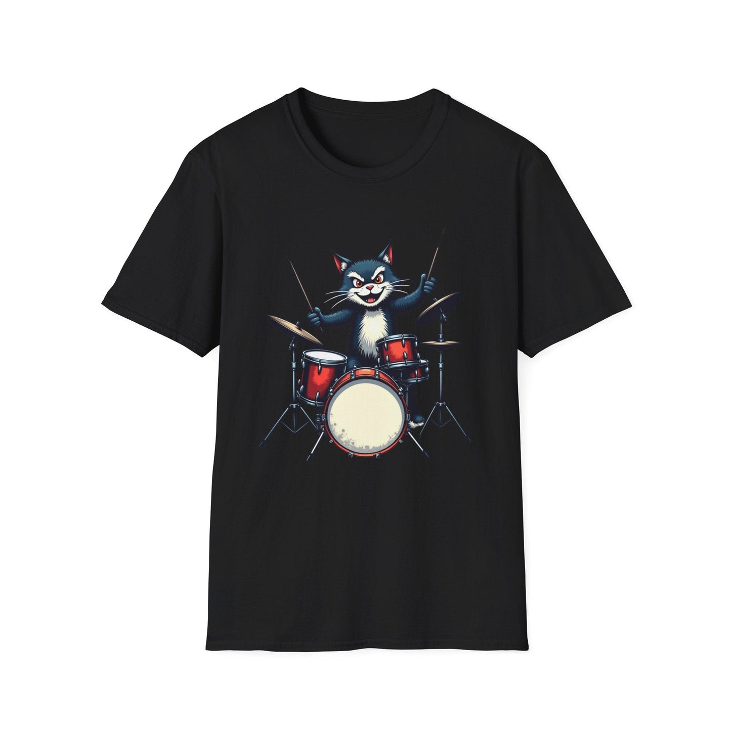 Rock ‘n’ Roll Kitty Drummer T-Shirt