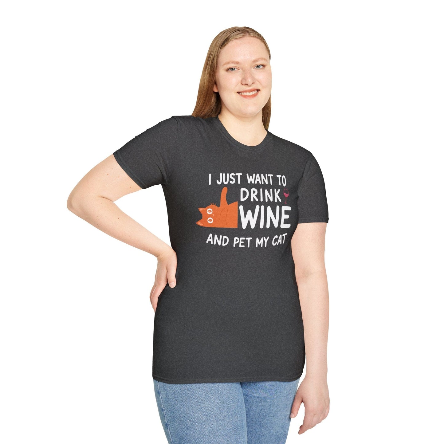 I Just Want to Drink Wine and Pet My Cat T-Shirt