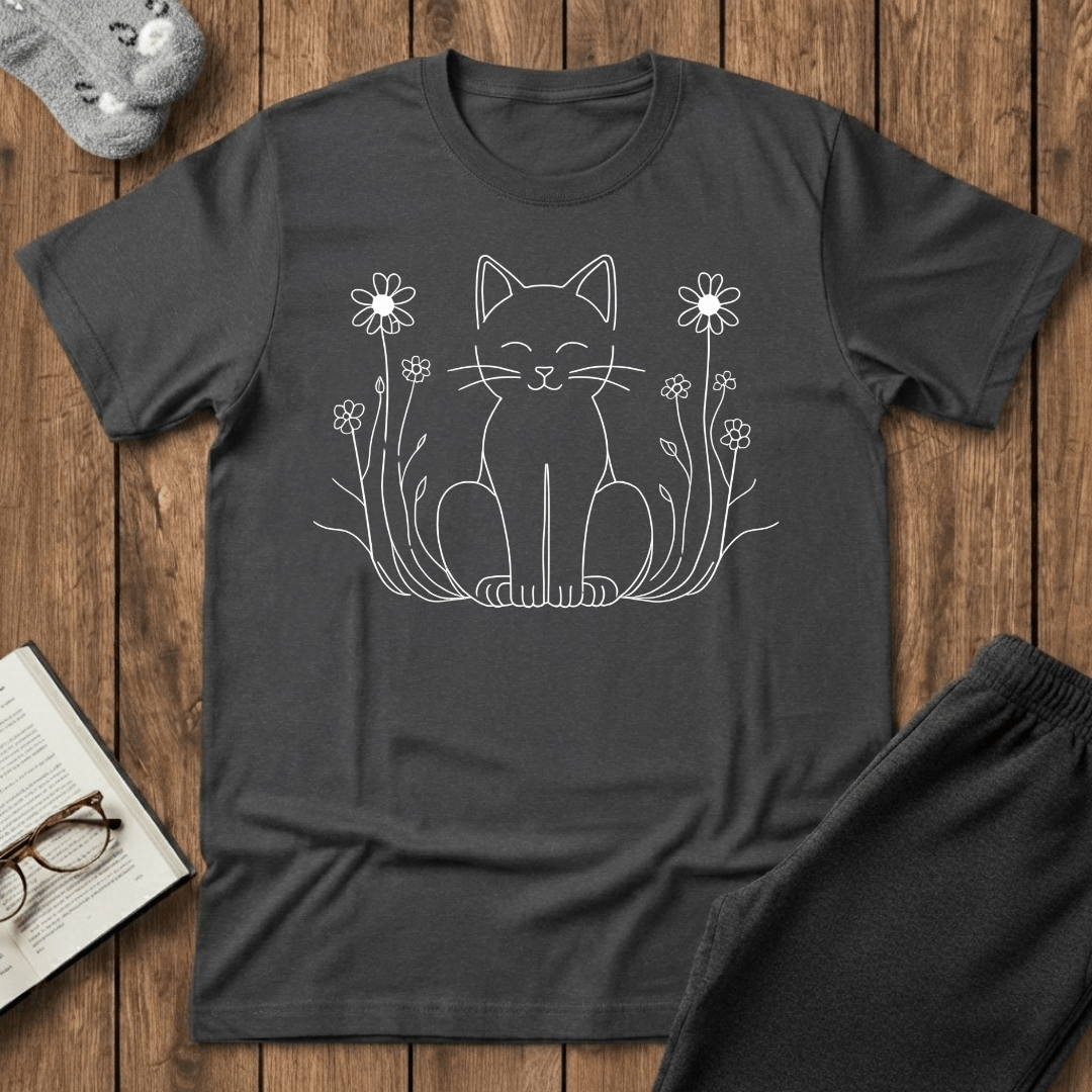 Peaceful Kitty in Wildflowers T-Shirt