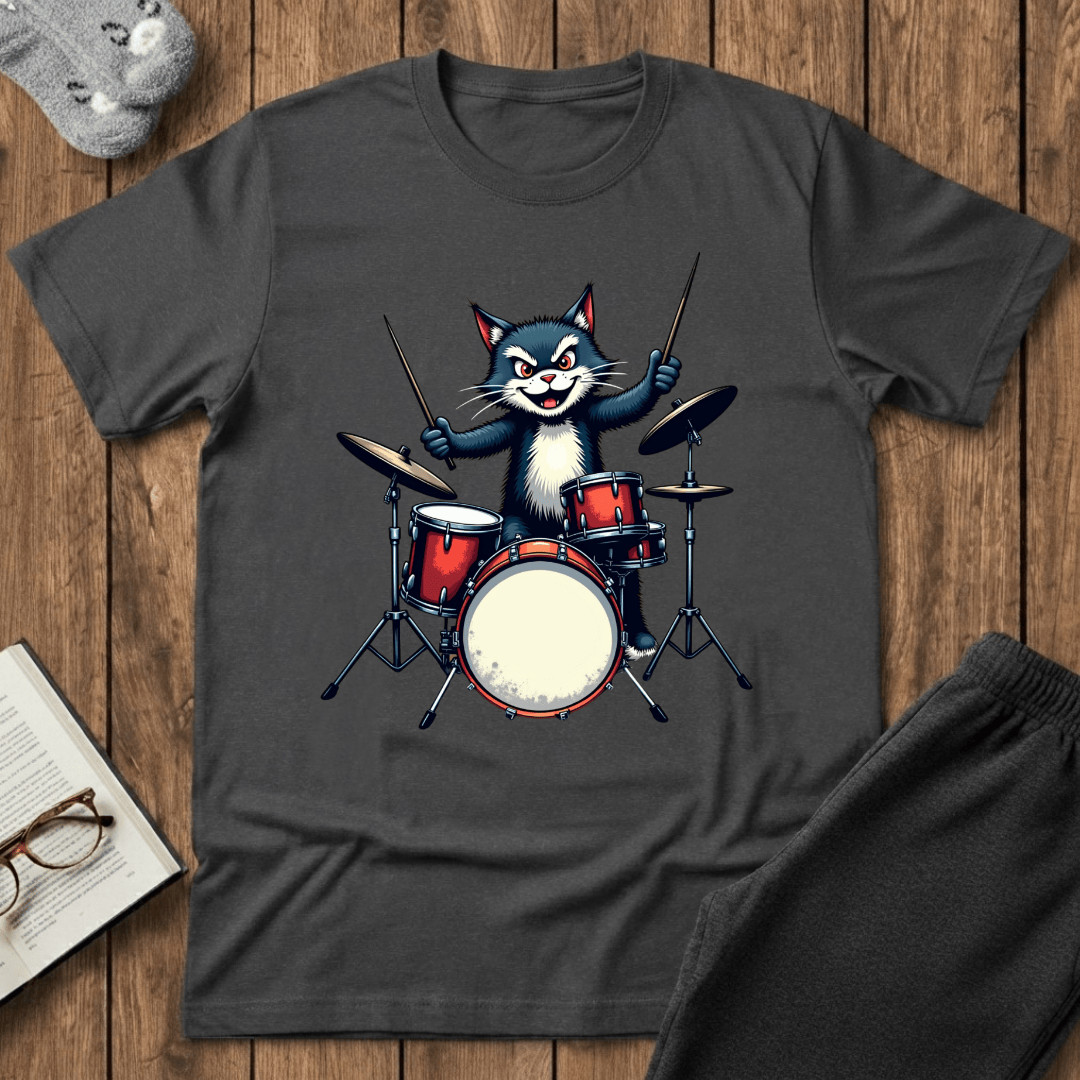 Rock ‘n’ Roll Kitty Drummer T-Shirt