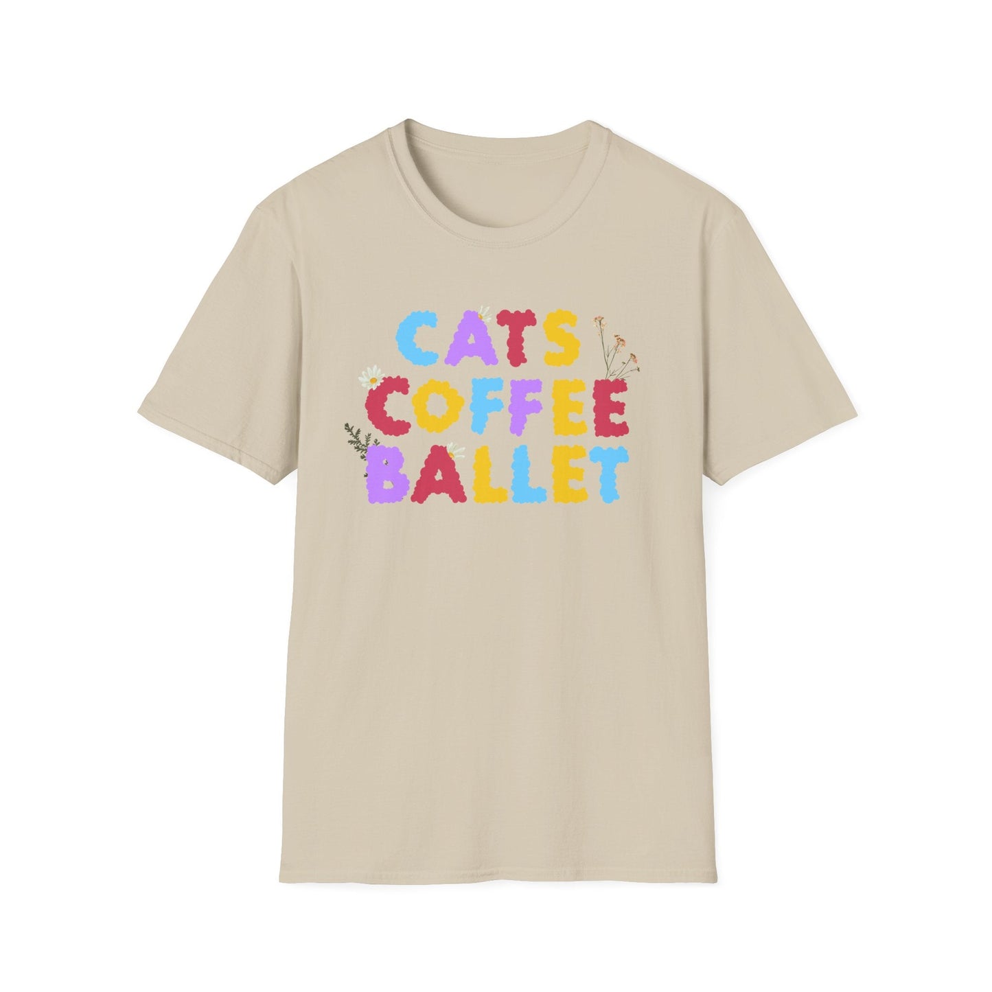 Cats Coffee Ballet Floral T-Shirt