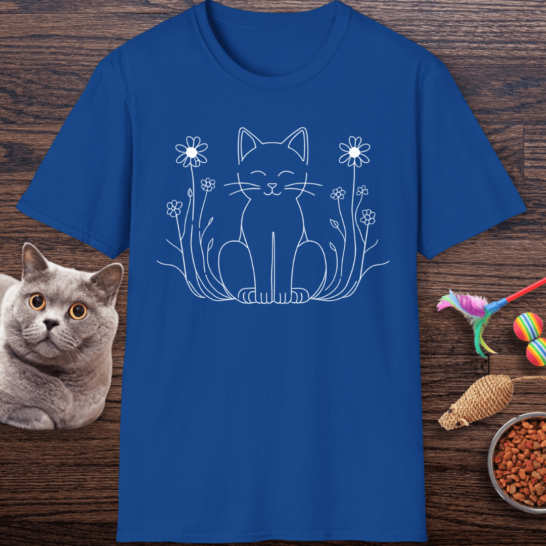 Peaceful Kitty in Wildflowers T-Shirt