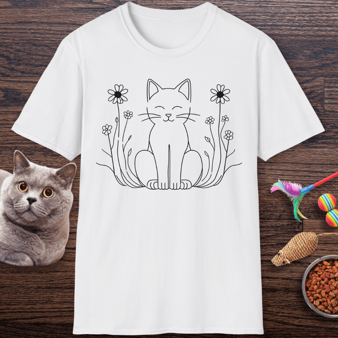 Peaceful Kitty in Wildflowers T-Shirt