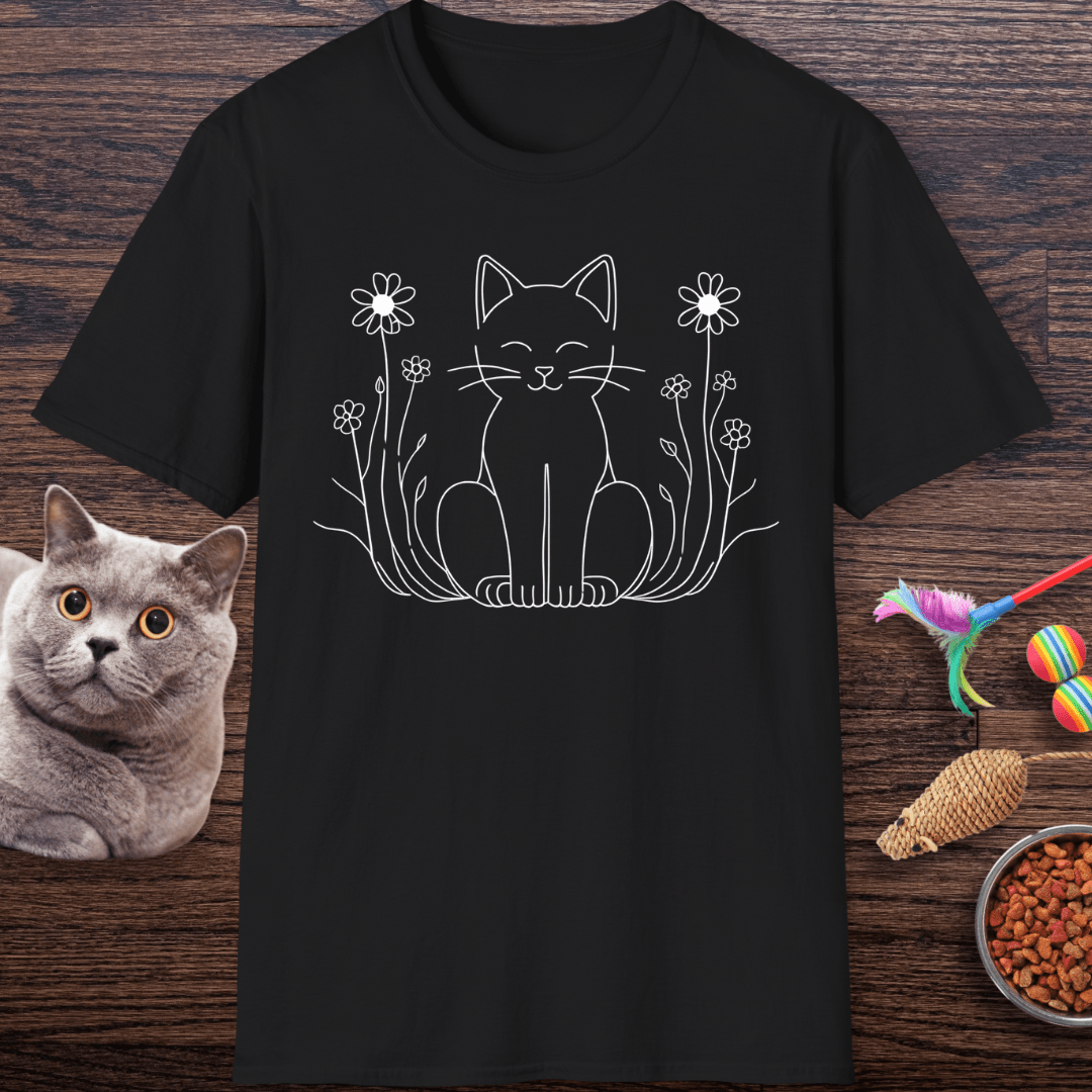 Peaceful Kitty in Wildflowers T-Shirt