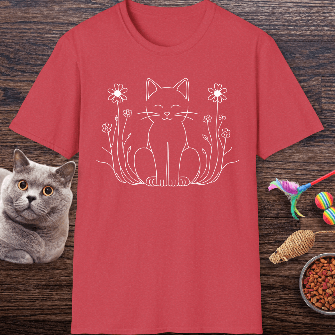 Peaceful Kitty in Wildflowers T-Shirt