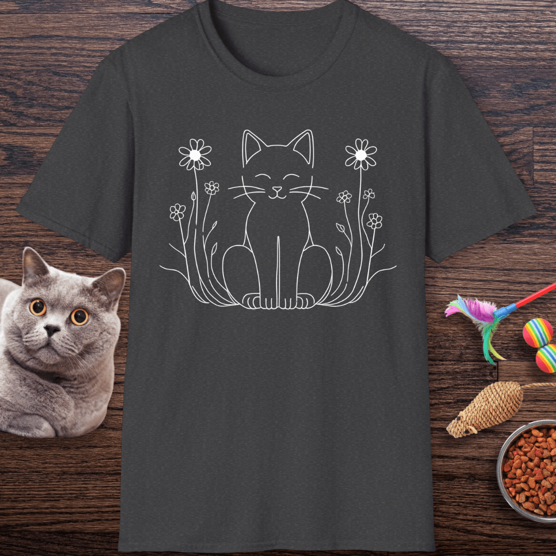 Peaceful Kitty in Wildflowers T-Shirt