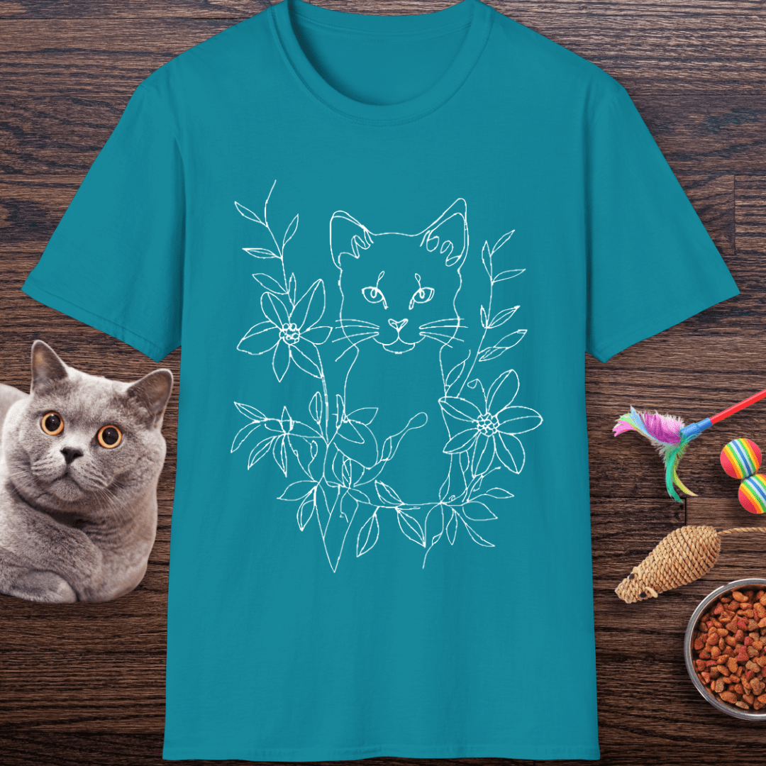 Floral Feline Art T-Shirt
