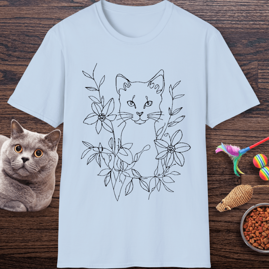 Floral Feline Art T-Shirt