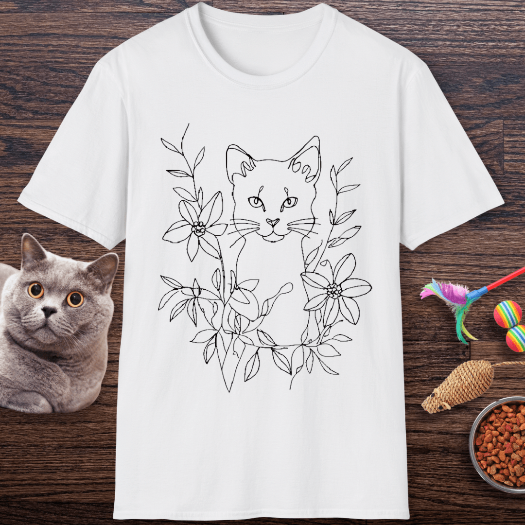 Floral Feline Art T-Shirt