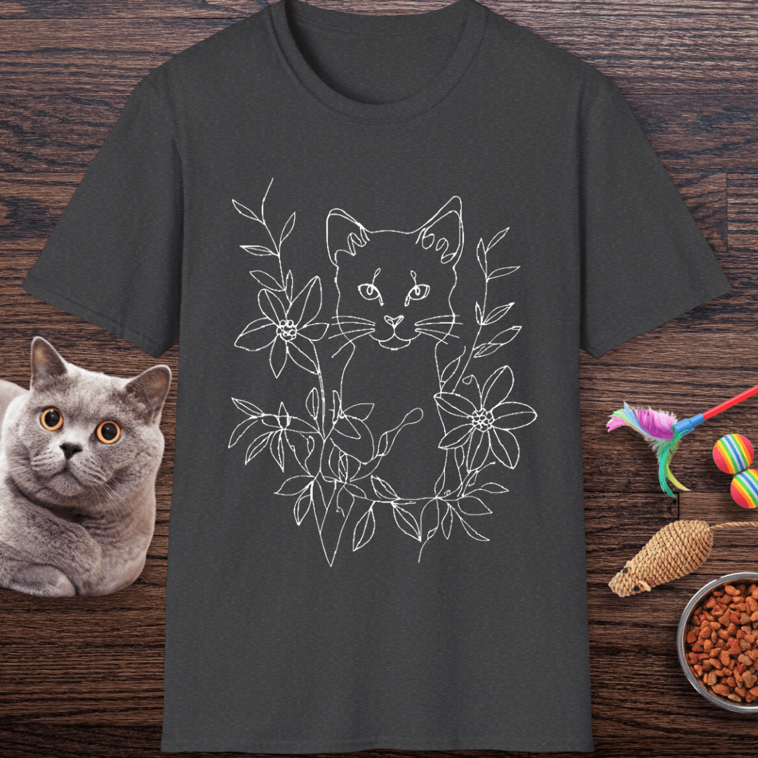 Floral Feline Art T-Shirt