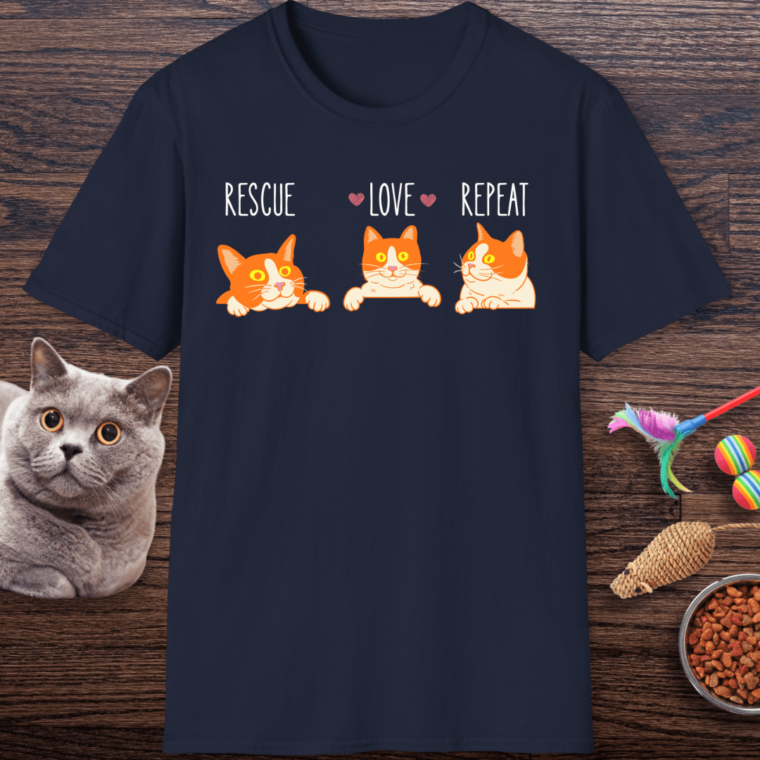 Rescue Love Repeat Cats T-Shirt