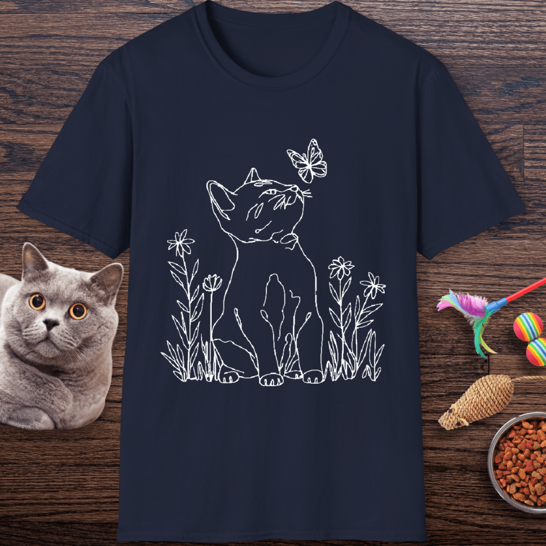 Curious Cat & Butterfly T-Shirt