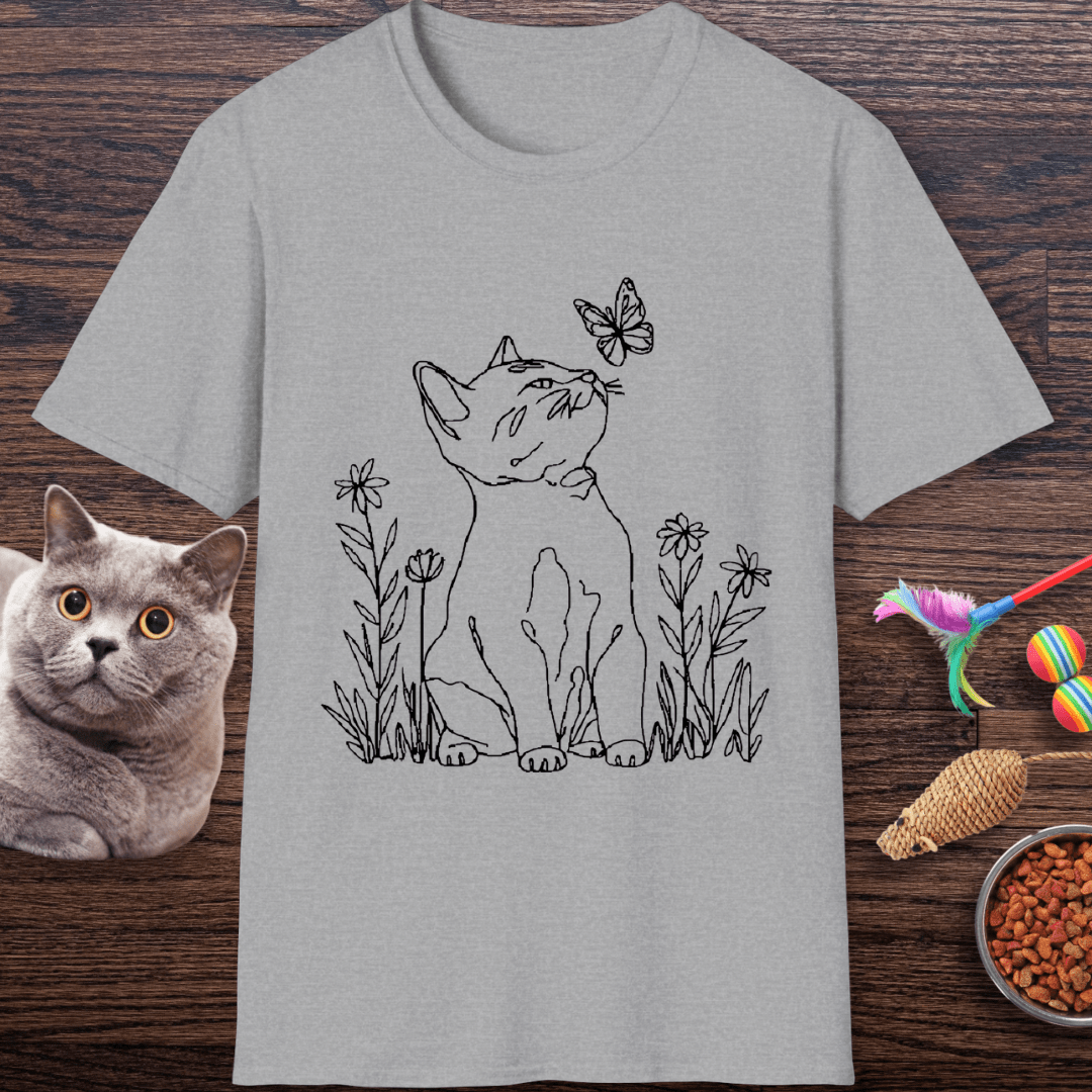 Curious Cat & Butterfly T-Shirt
