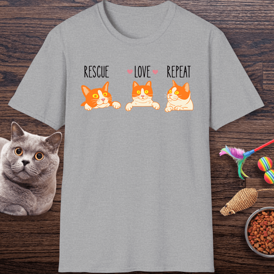 Rescue Love Repeat Cats T-Shirt