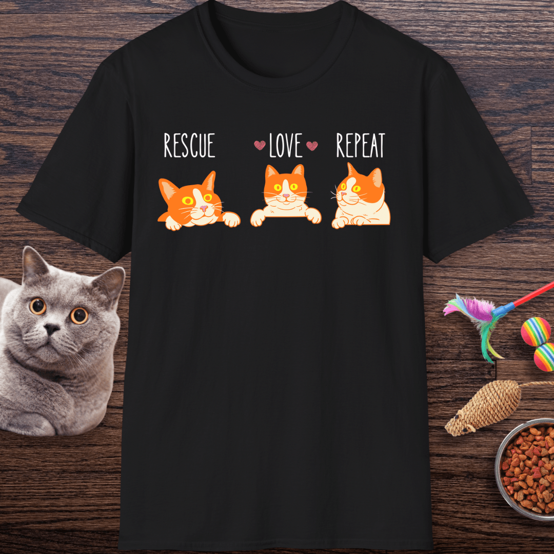 Rescue Love Repeat Cats T-Shirt