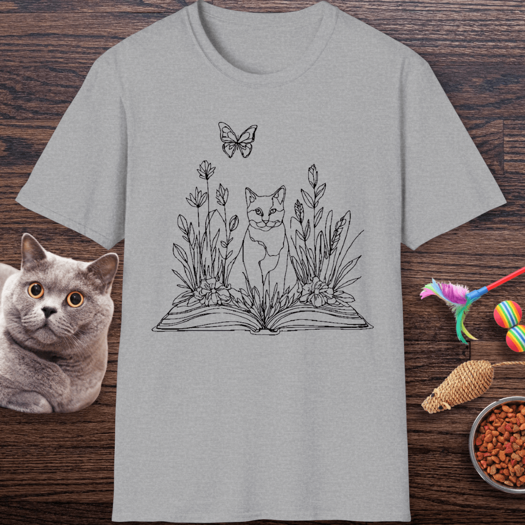 Wildflower Book Cat T-Shirt