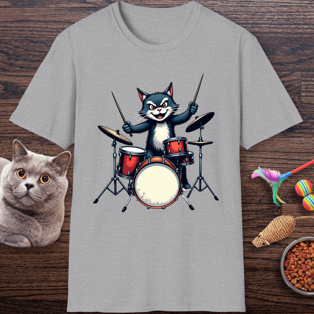 Rock ‘n’ Roll Kitty Drummer T-Shirt