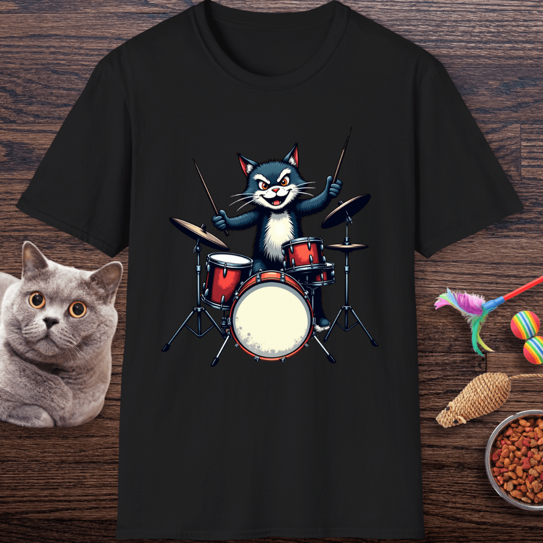 Rock ‘n’ Roll Kitty Drummer T-Shirt