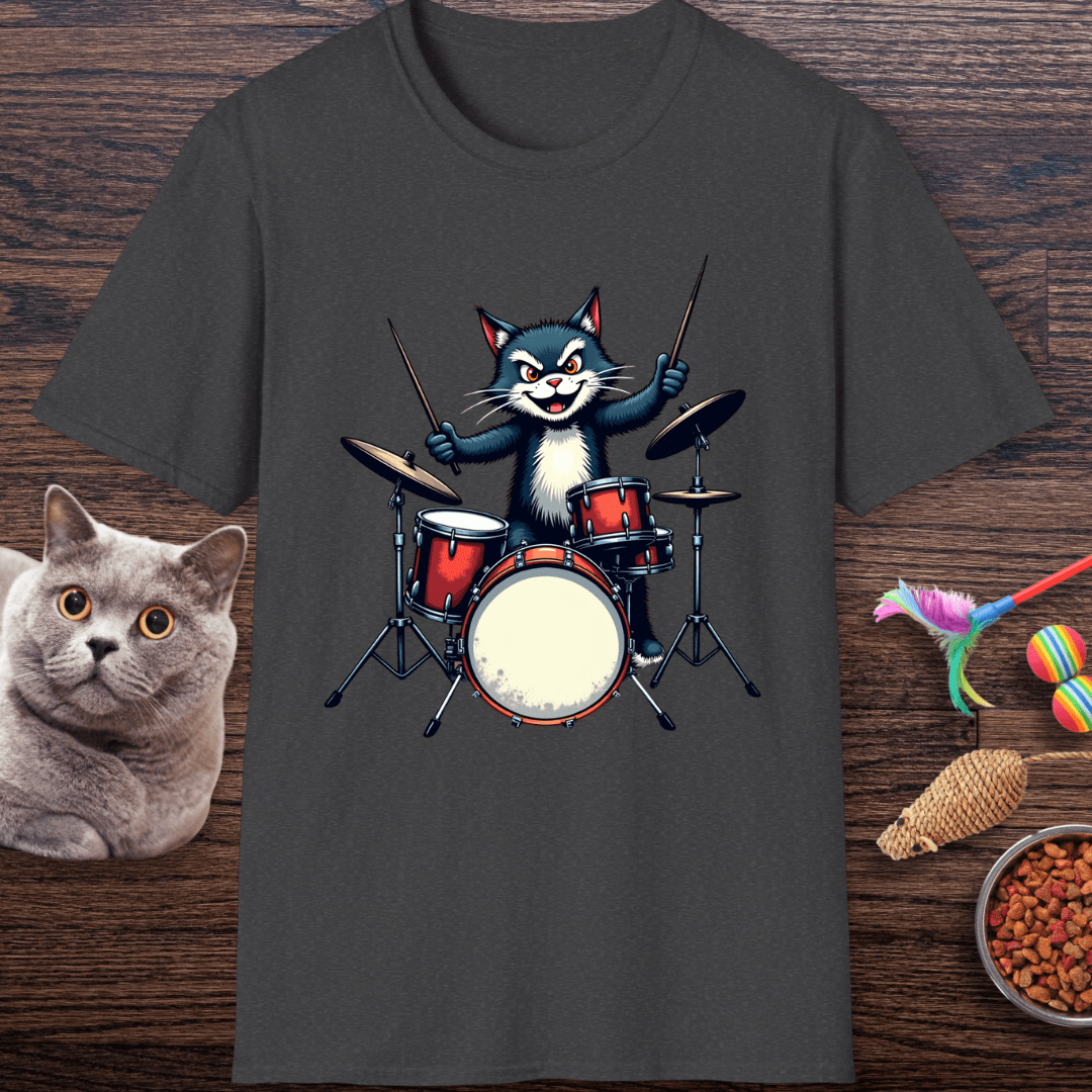 Rock ‘n’ Roll Kitty Drummer T-Shirt