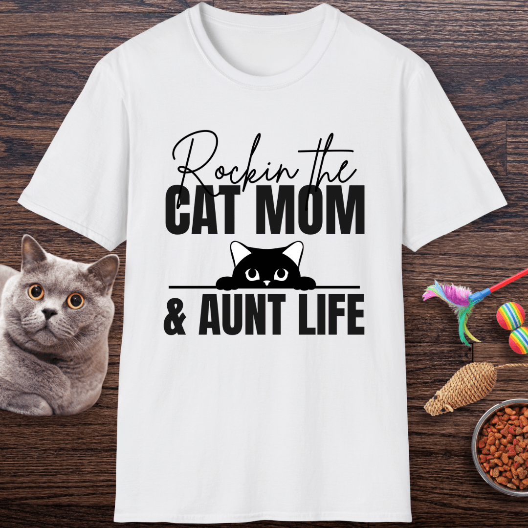 Rockin’ the Cat Mom & Aunt Life T-Shirt