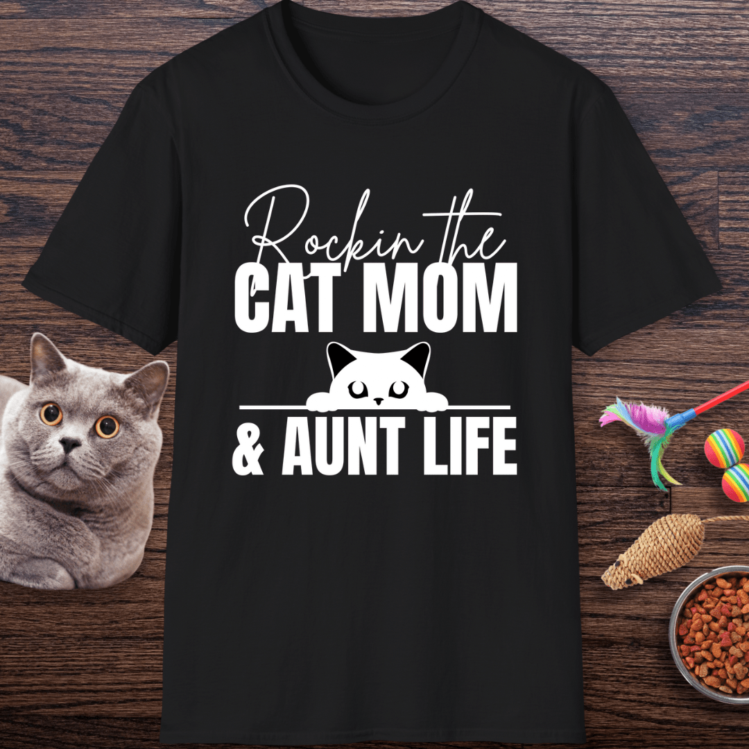 Rockin’ the Cat Mom & Aunt Life T-Shirt