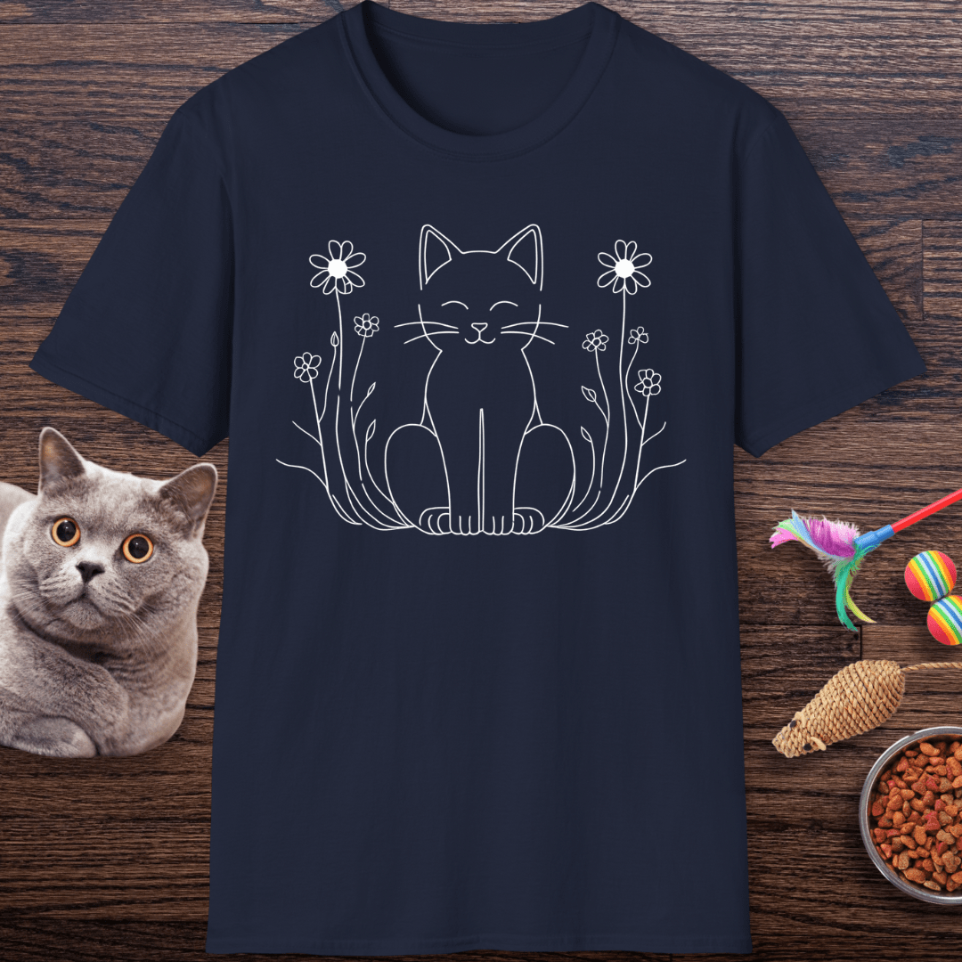Peaceful Kitty in Wildflowers T-Shirt