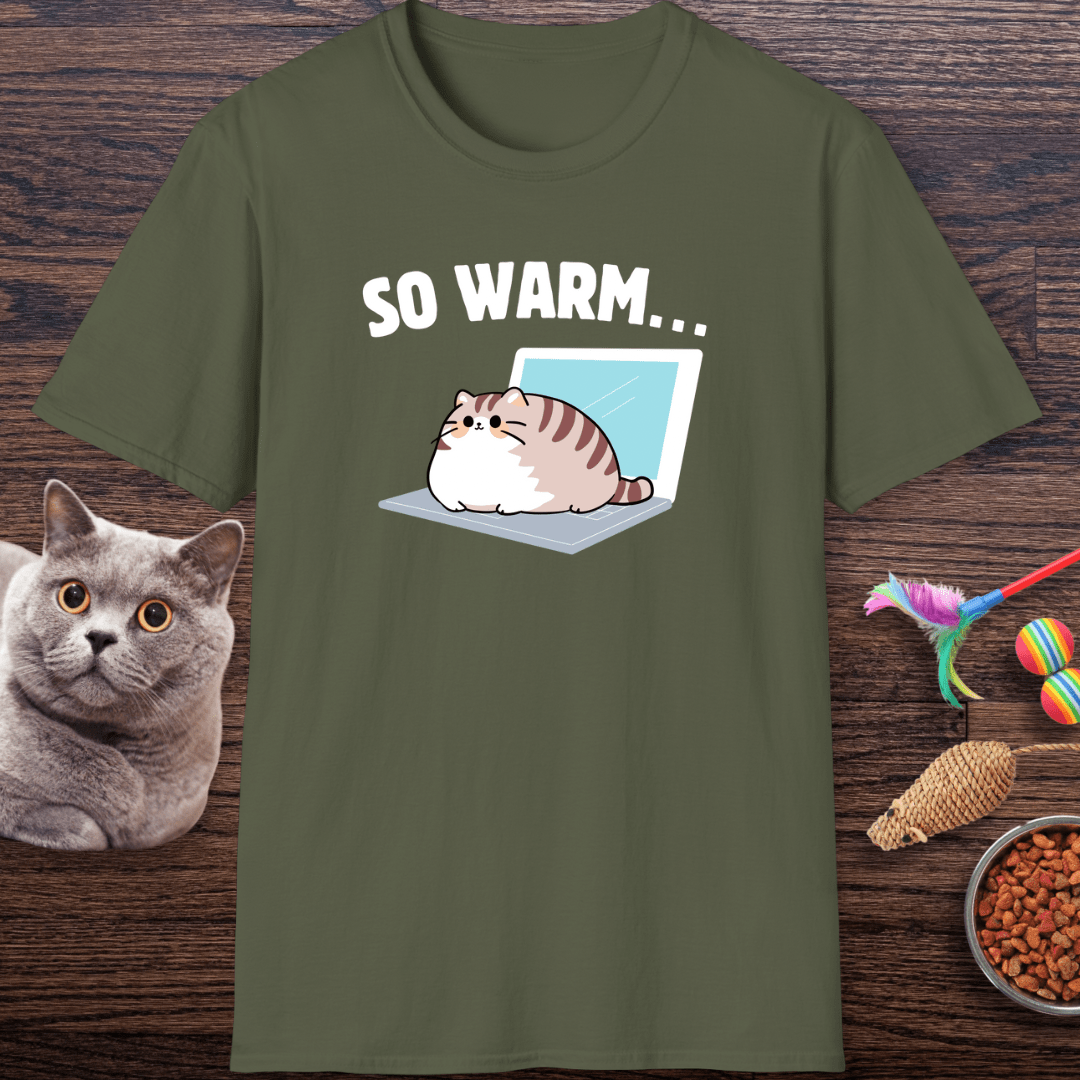 So Warm Laptop Cat T-Shirt