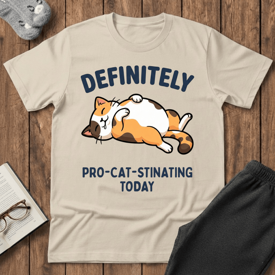 "Definitely Pro-cat-stinating Today" Cat T-Shirt