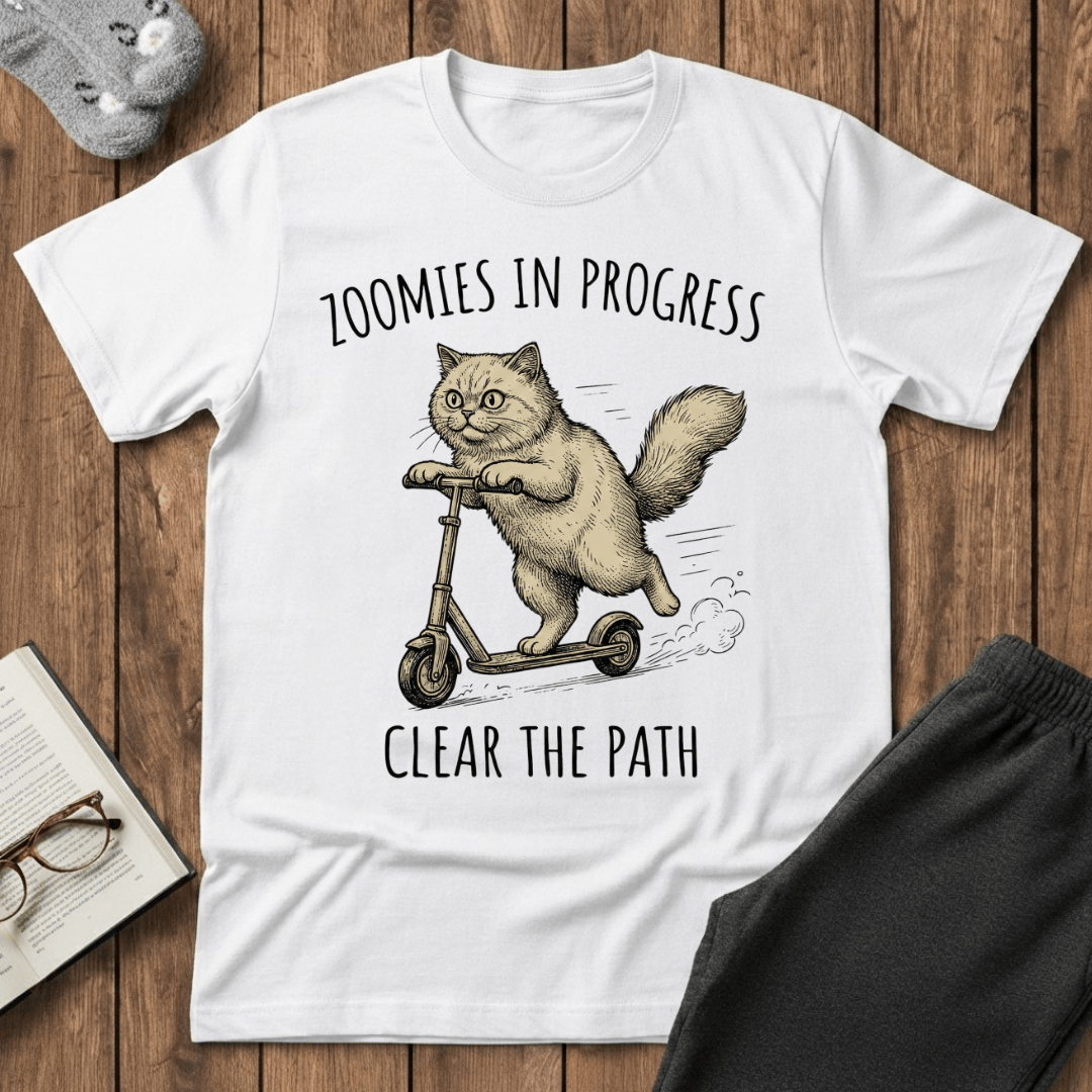 Zoomies In Progress Cat T-Shirt