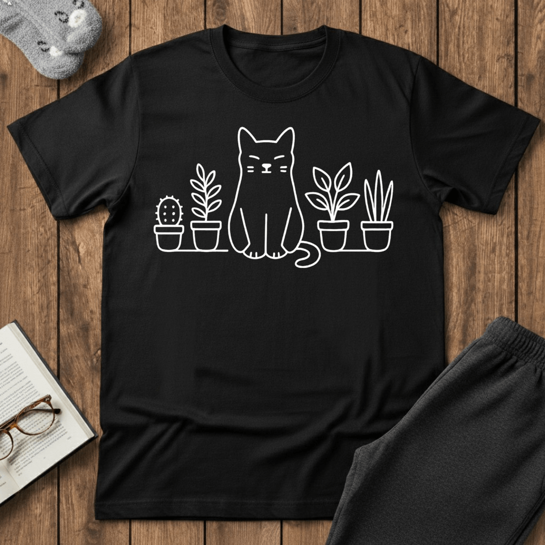 Zen Cat & Plants T-shirt