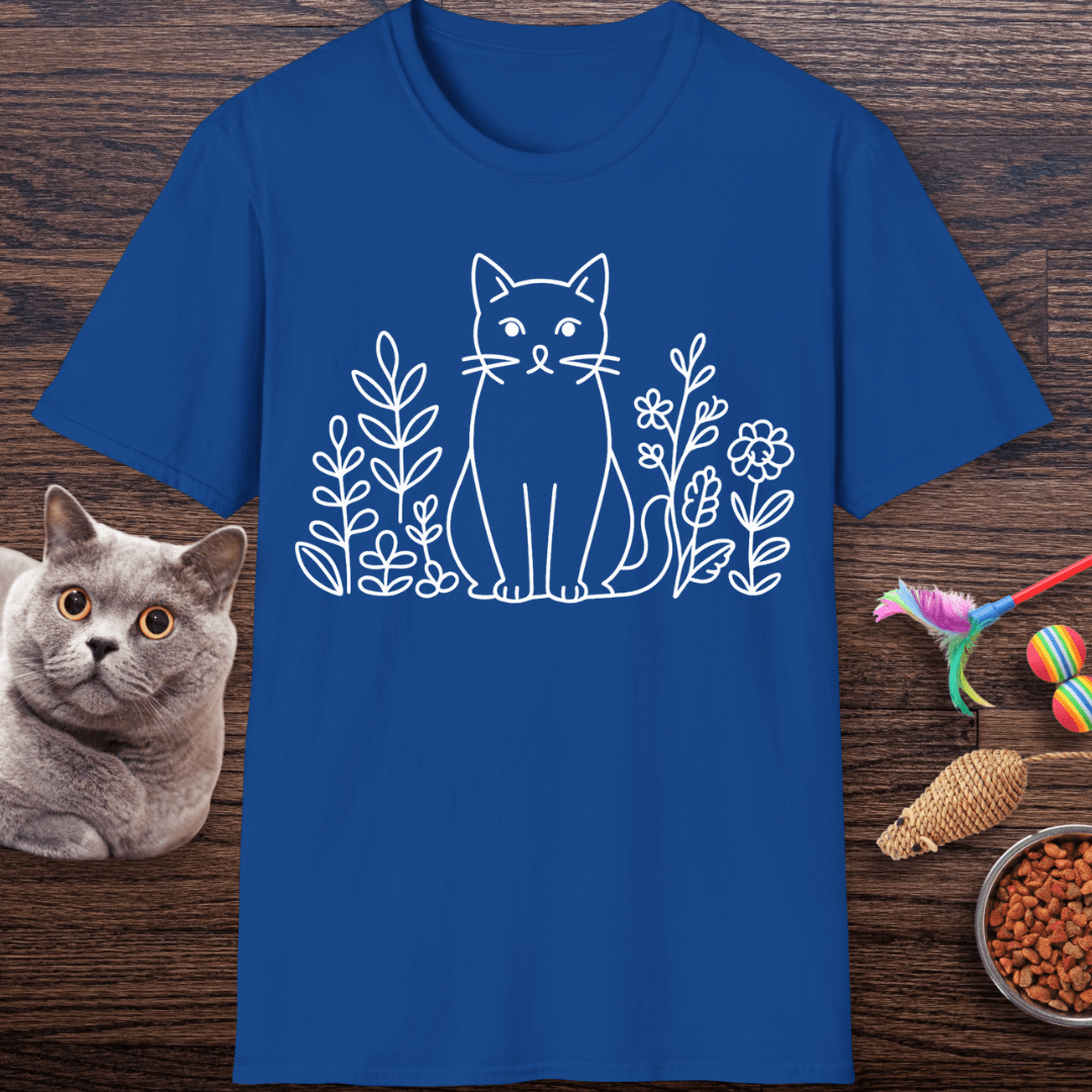 Botanical Cat Line Art T-shirt
