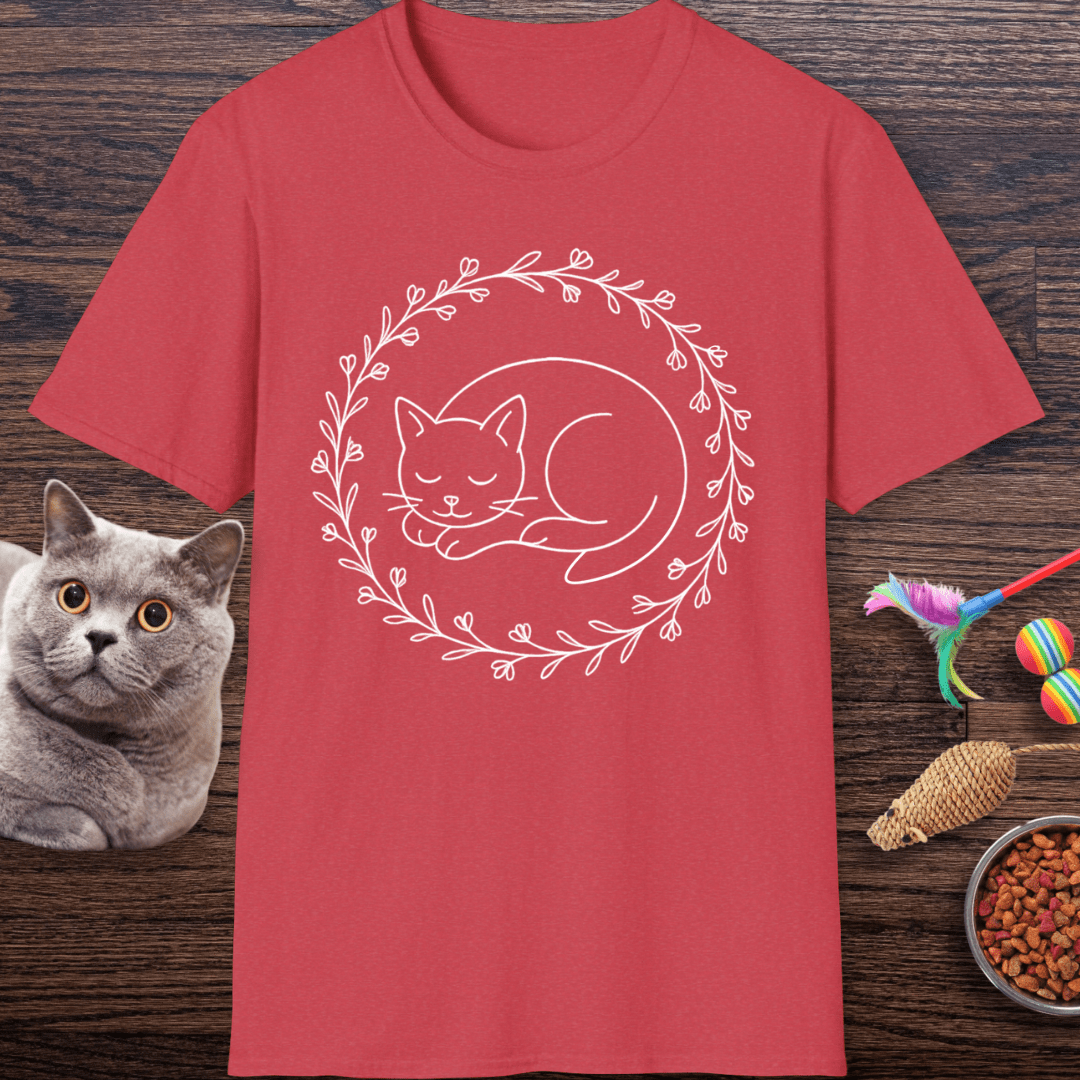 Sleeping Cat Wildflower Wreath T-Shirt