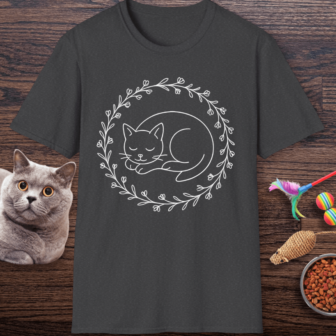 Sleeping Cat Wildflower Wreath T-Shirt