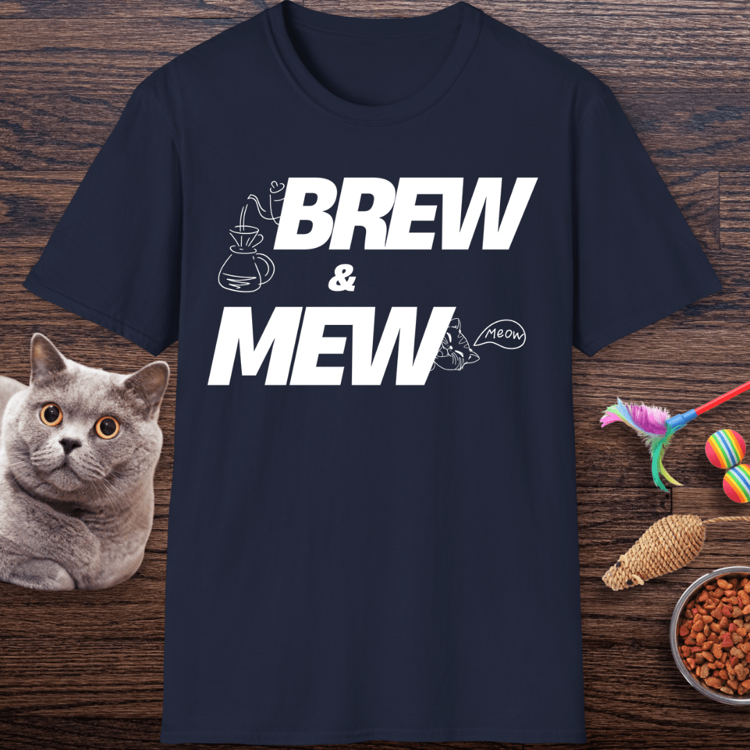 Brew and Mew Coffee Cat T-shirt