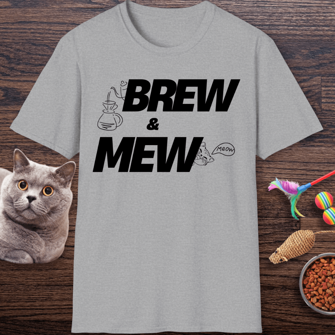 Brew and Mew Coffee Cat T-shirt