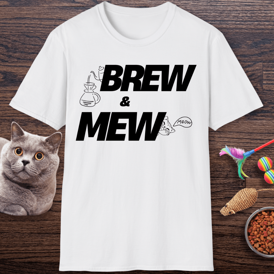 Brew and Mew Coffee Cat T-shirt