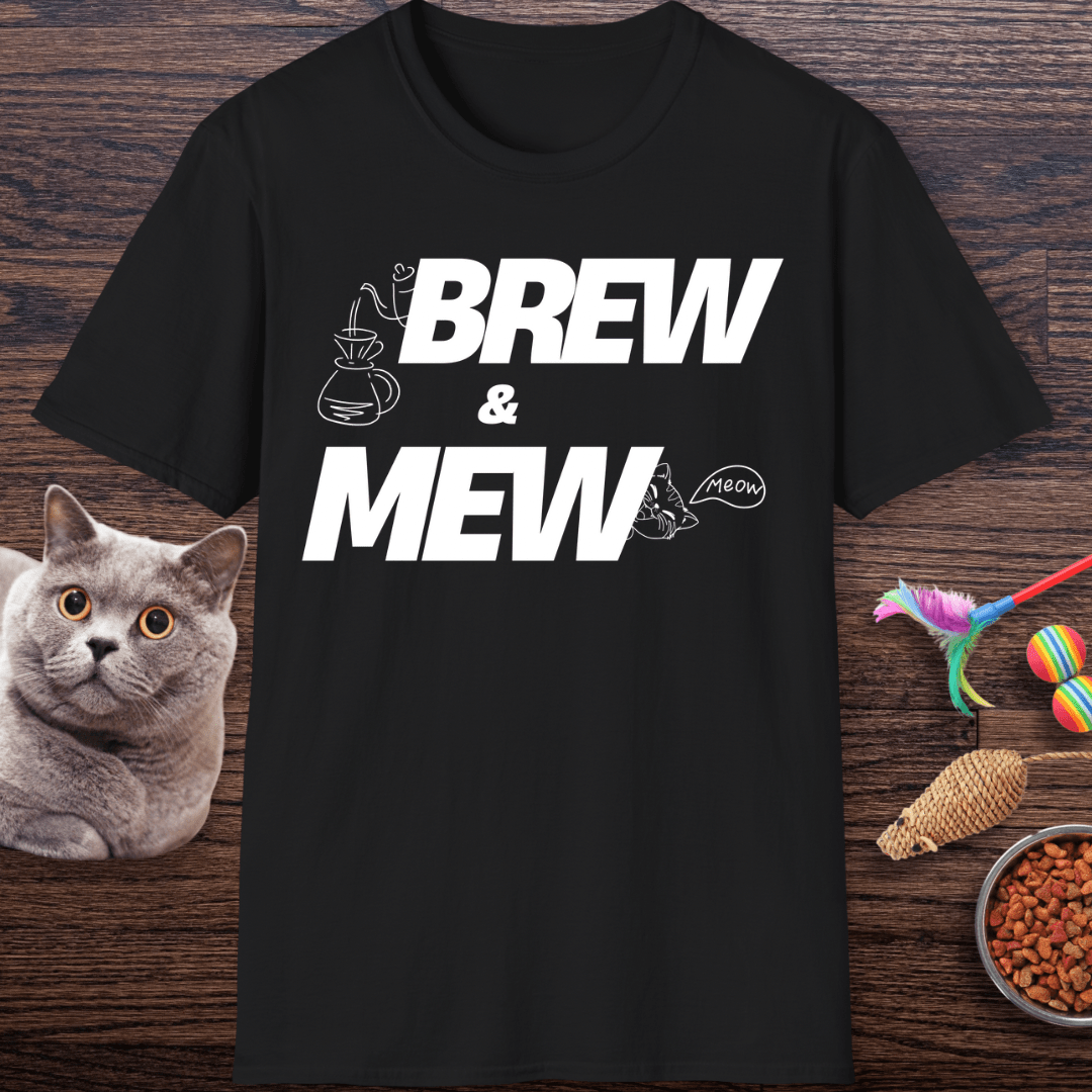 Brew and Mew Coffee Cat T-shirt
