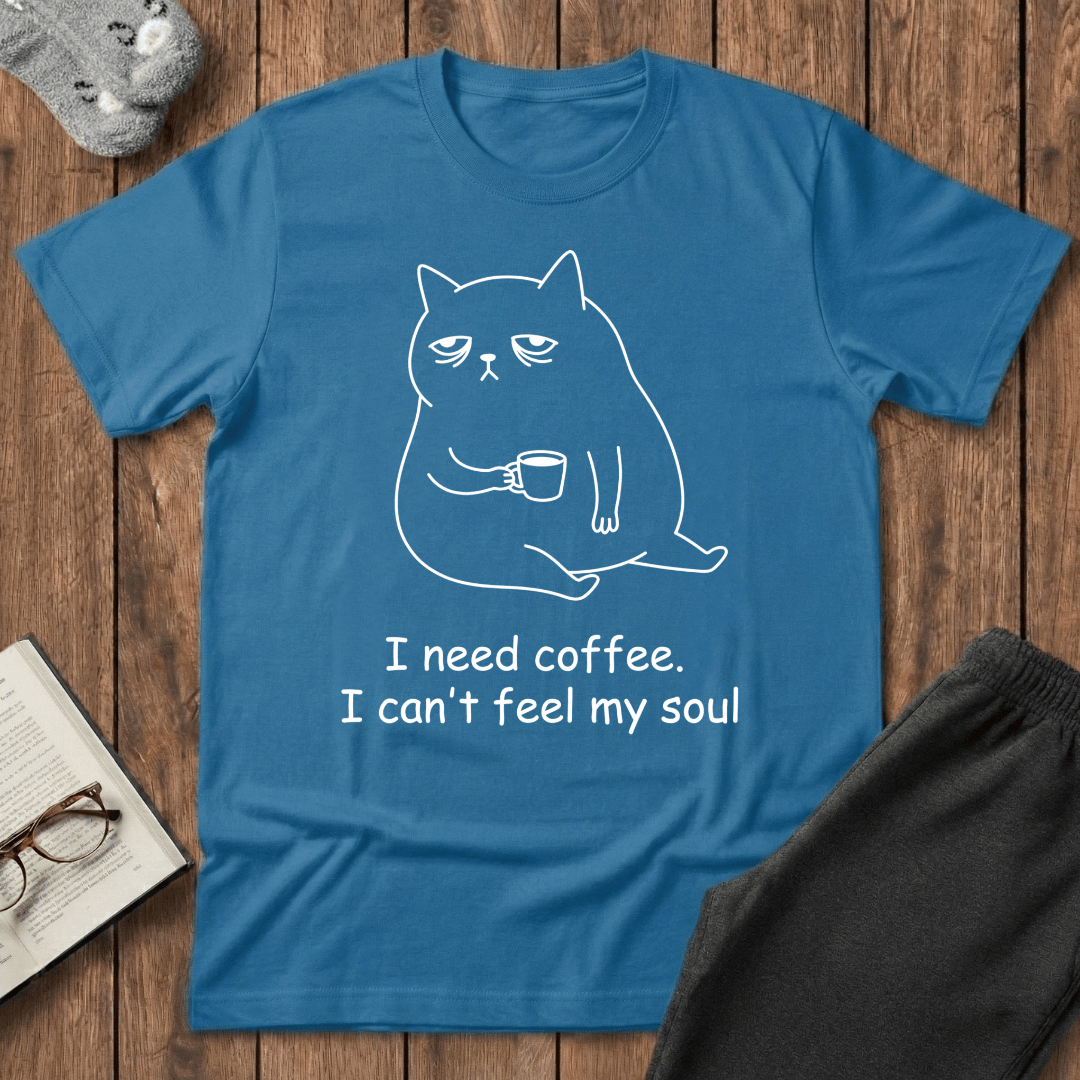 Exhausted Coffee Cat T-shirt