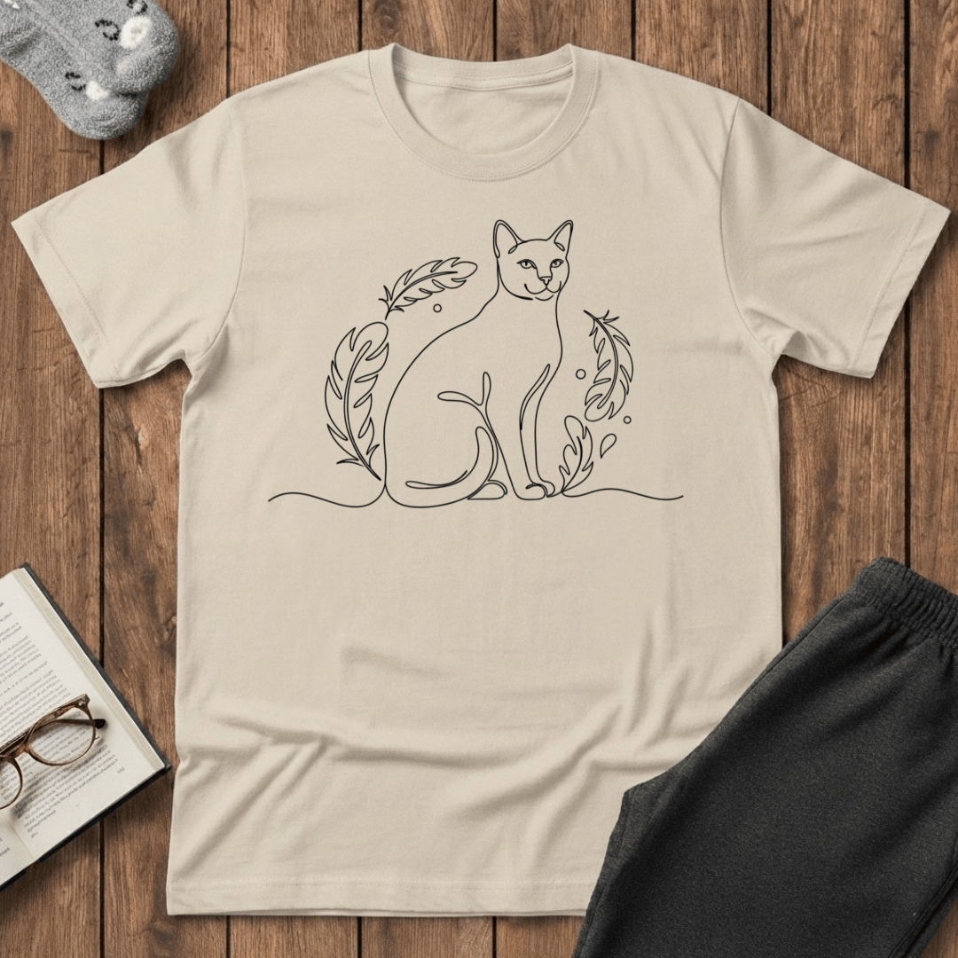 Feather Minimalist Cat T-Shirt